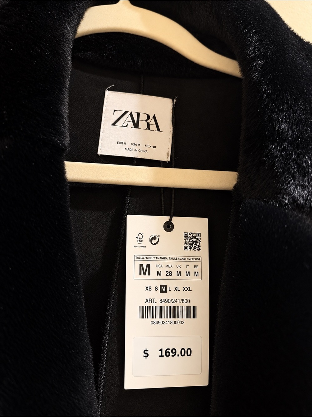 ZARA Black Double-Breasted Coat - Picture 2 of 9